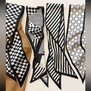 NEW Set of 4 Black/White Geometric Twilly’s/Scarves